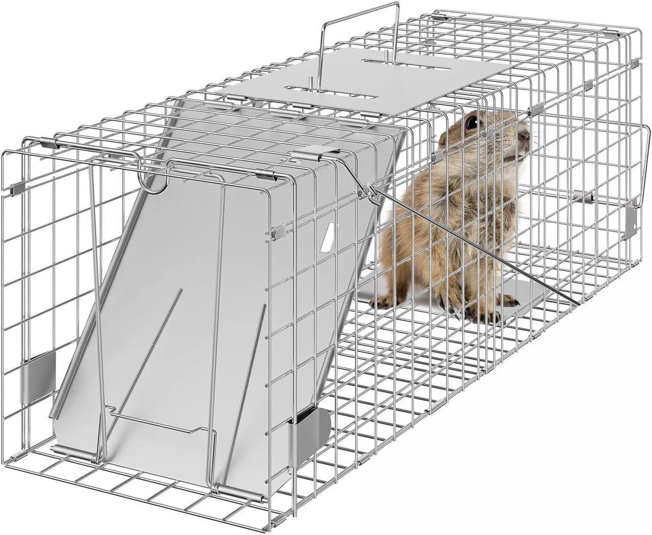 Live Animal Cage Trap 24" x 8" x 8" Humane Cat Trap Cats Squirrels Mouse