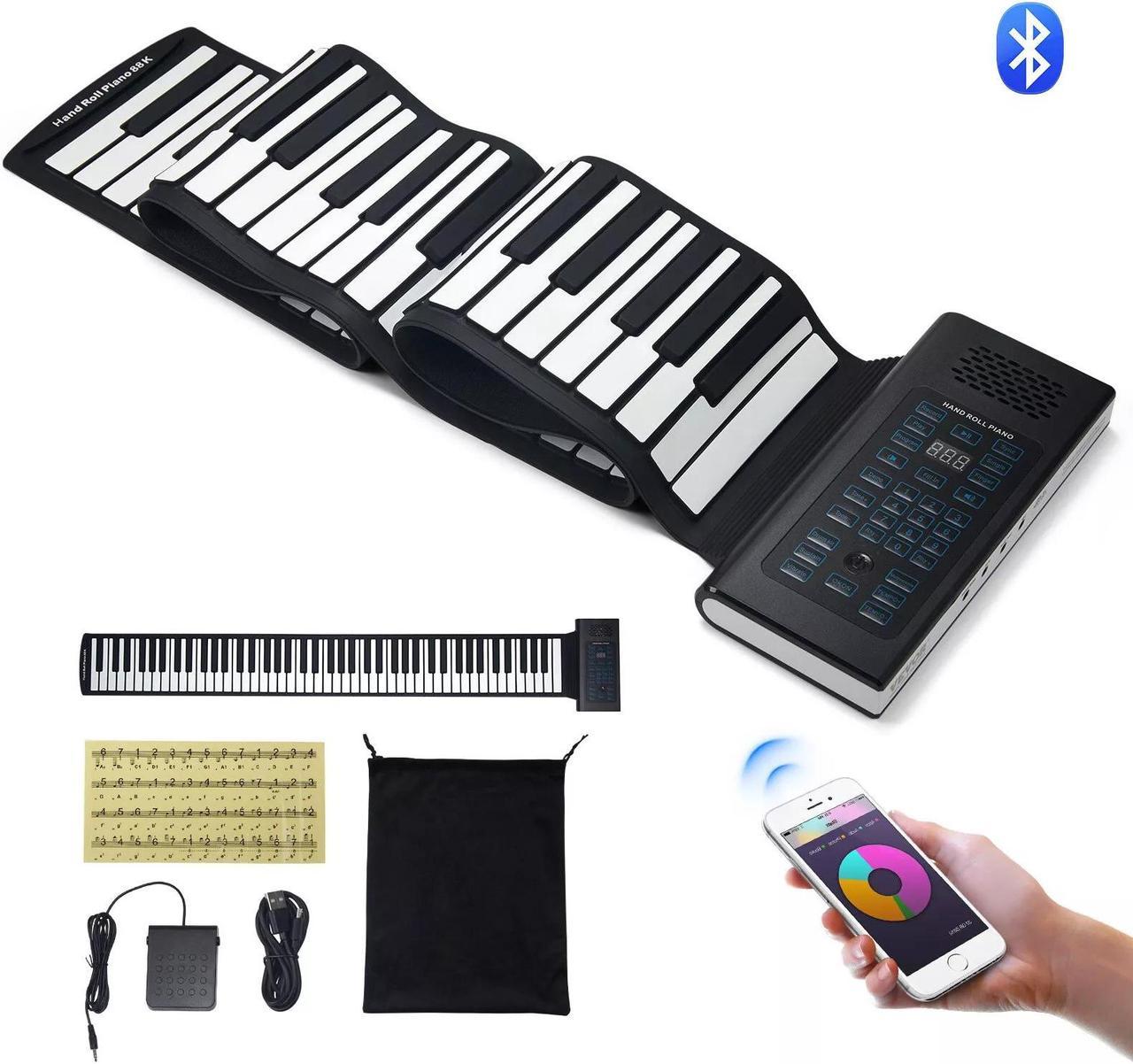 88 Key Roll Up Piano Portable Hand Roll 128 Rhythms Tones Rechargeable