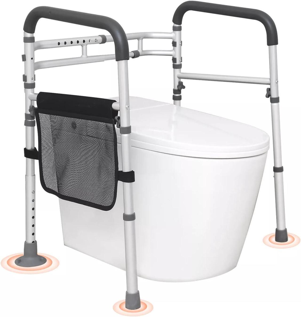 Toilet Safety Rails Folding Stand Alone Adjustable Toilet Bars for Elderly