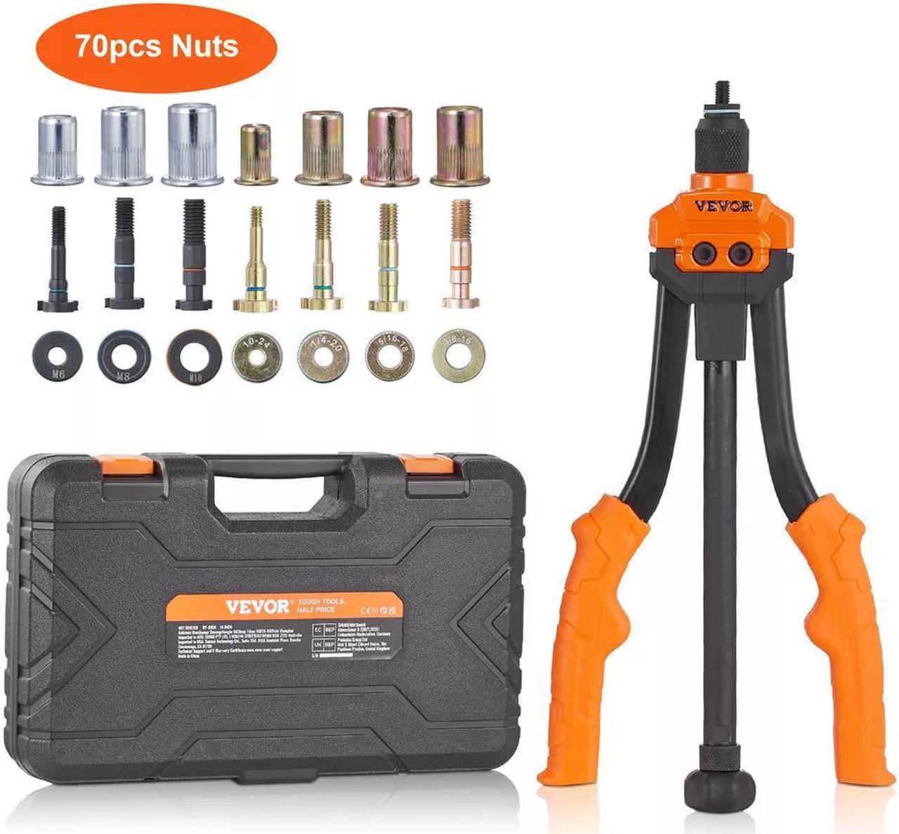 Rivet Nut Tool 14in Rivnut Tool Kit 7 PCS Mandrels and 70 PCS Rivet Nuts