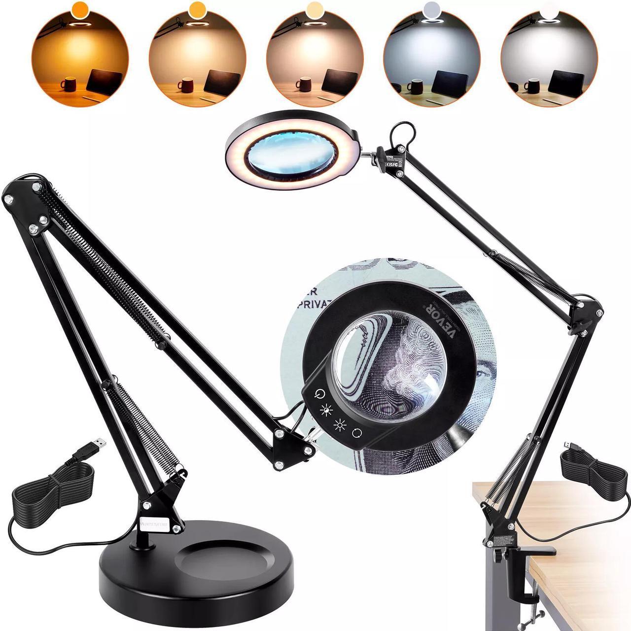 Magnifying Glass with Light & Base 5X Magnifying Lamp 4.3