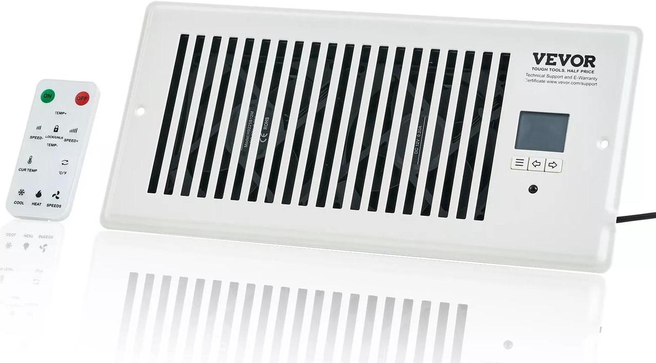 Quiet Register Booster Fan Heating / Cooling 4 x 10 Registers White