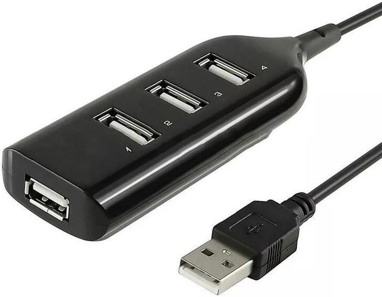 USB 2.0 HUB 4 Port External For Laptop Black High Speed