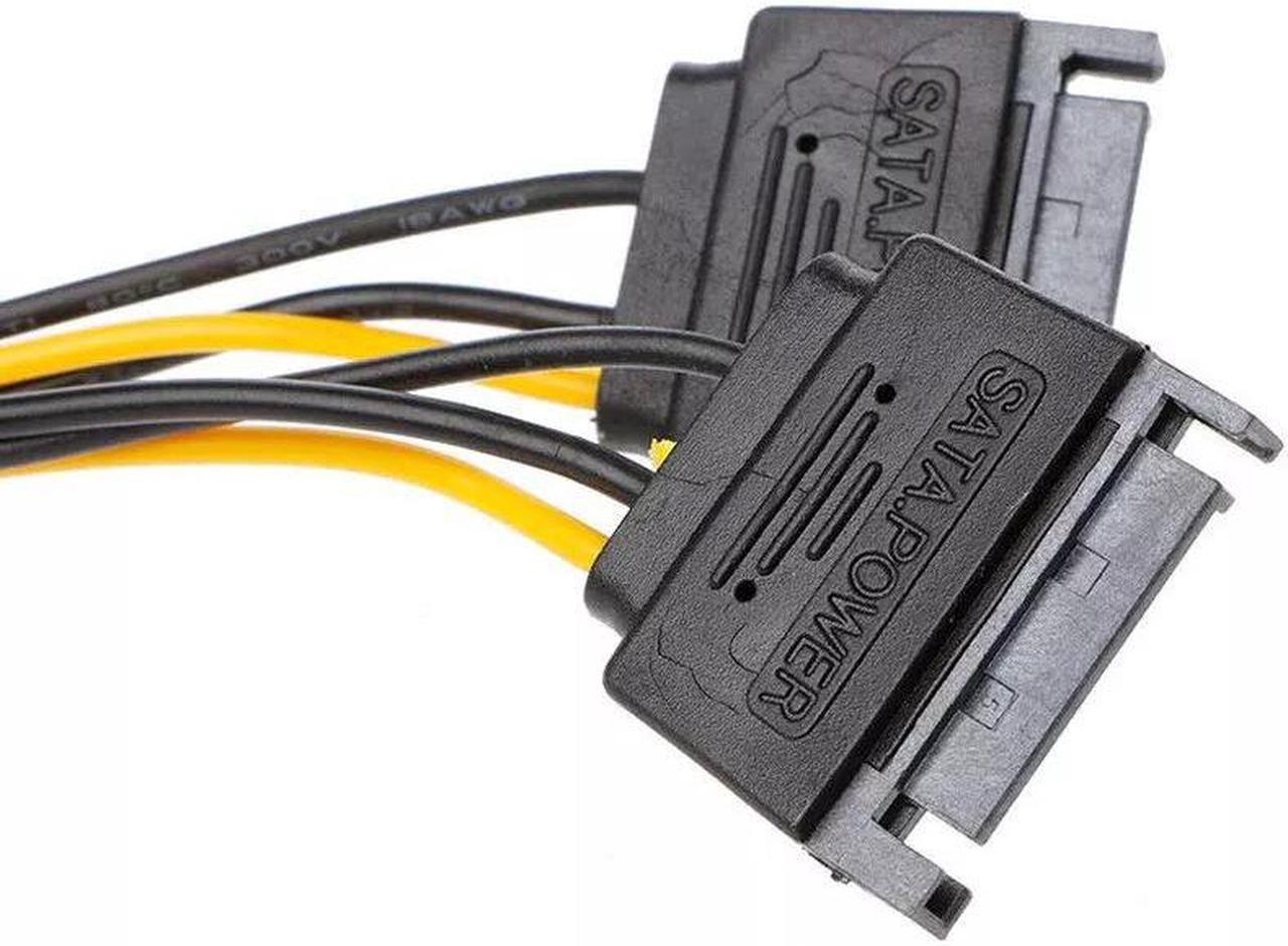 Dual SATA Power to 6Pin PCI-E Cable Converter Wire for PCI Express Video Card