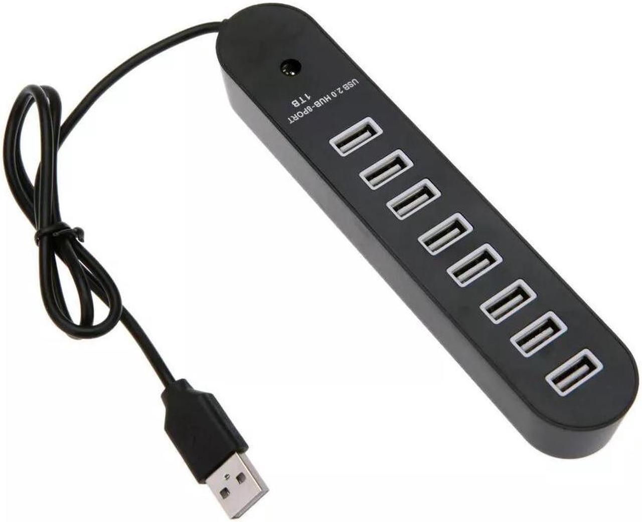 8 Port USB 2.0 Data HUB High Speed Splitter Extender Built-In USB Cable