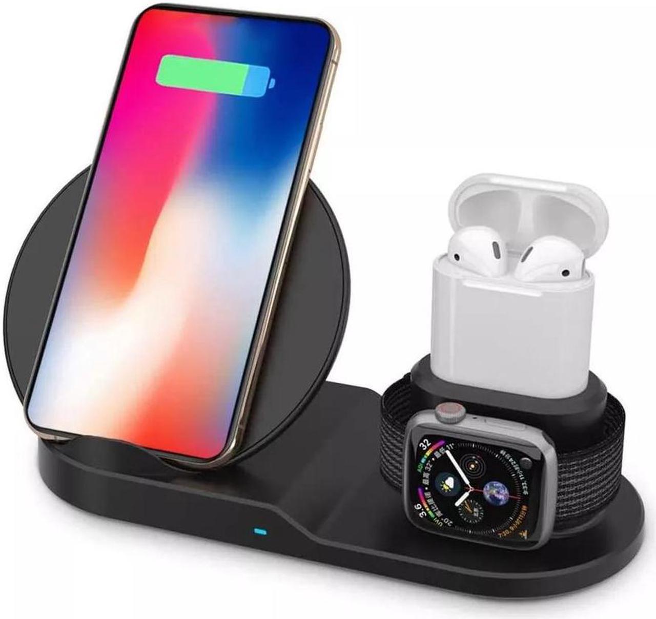 3-in-1 Charging Dock Stations with Qi Wireless Pad Charger Stand Station