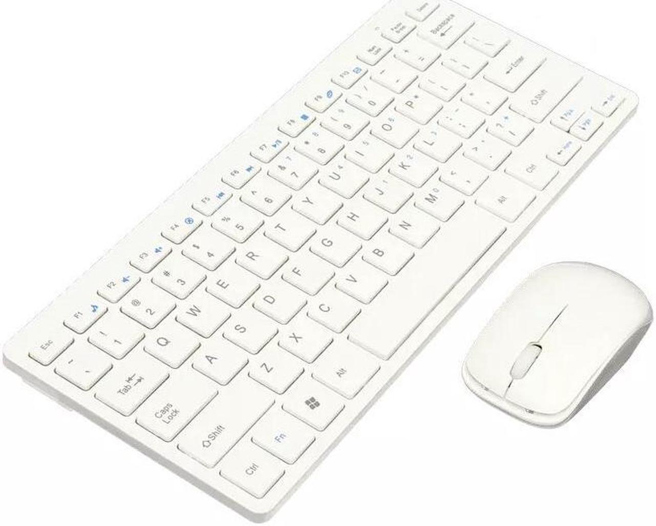 Cordless Keyboard Mouse Combo White w/ Protective Cover Slim USB Nano Reciver