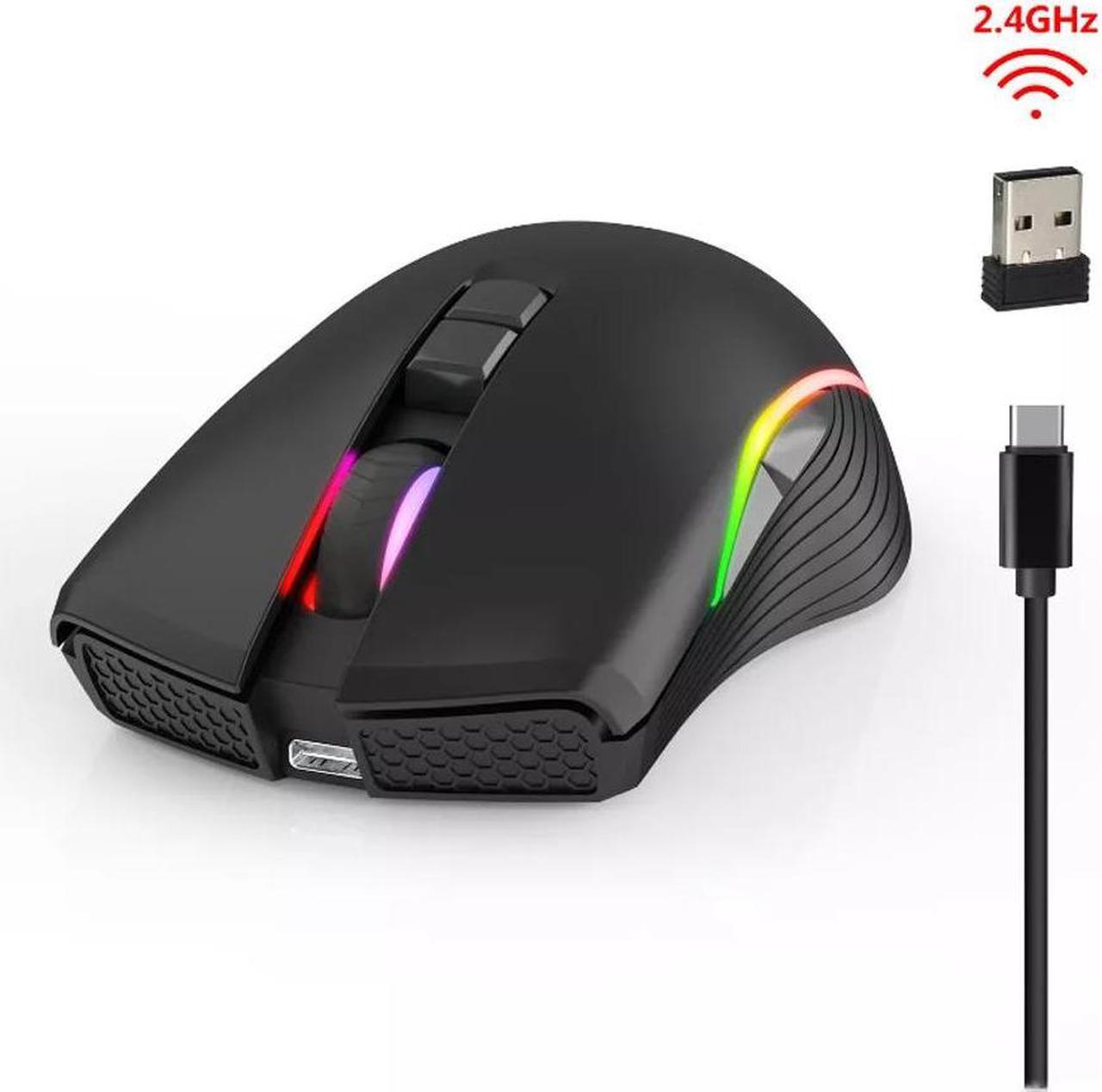 Cordless RGB Gaming Mouse 2.4G Wireless with USB-C Charging Port Mice