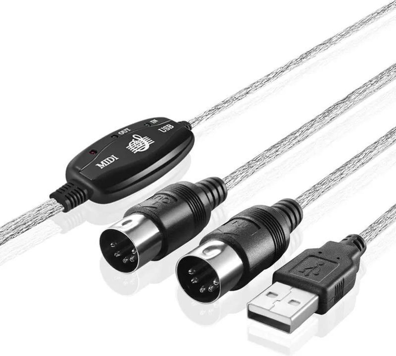 USB To Midi Interface Cable Adapter For PC Desktop Computer Connection