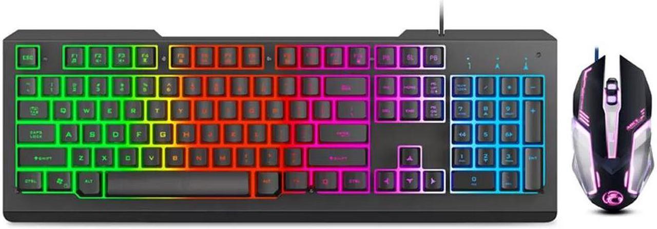 Gaming Keyboard USB Wired Floating Keyboard Quiet Ergonomic with RGB Light