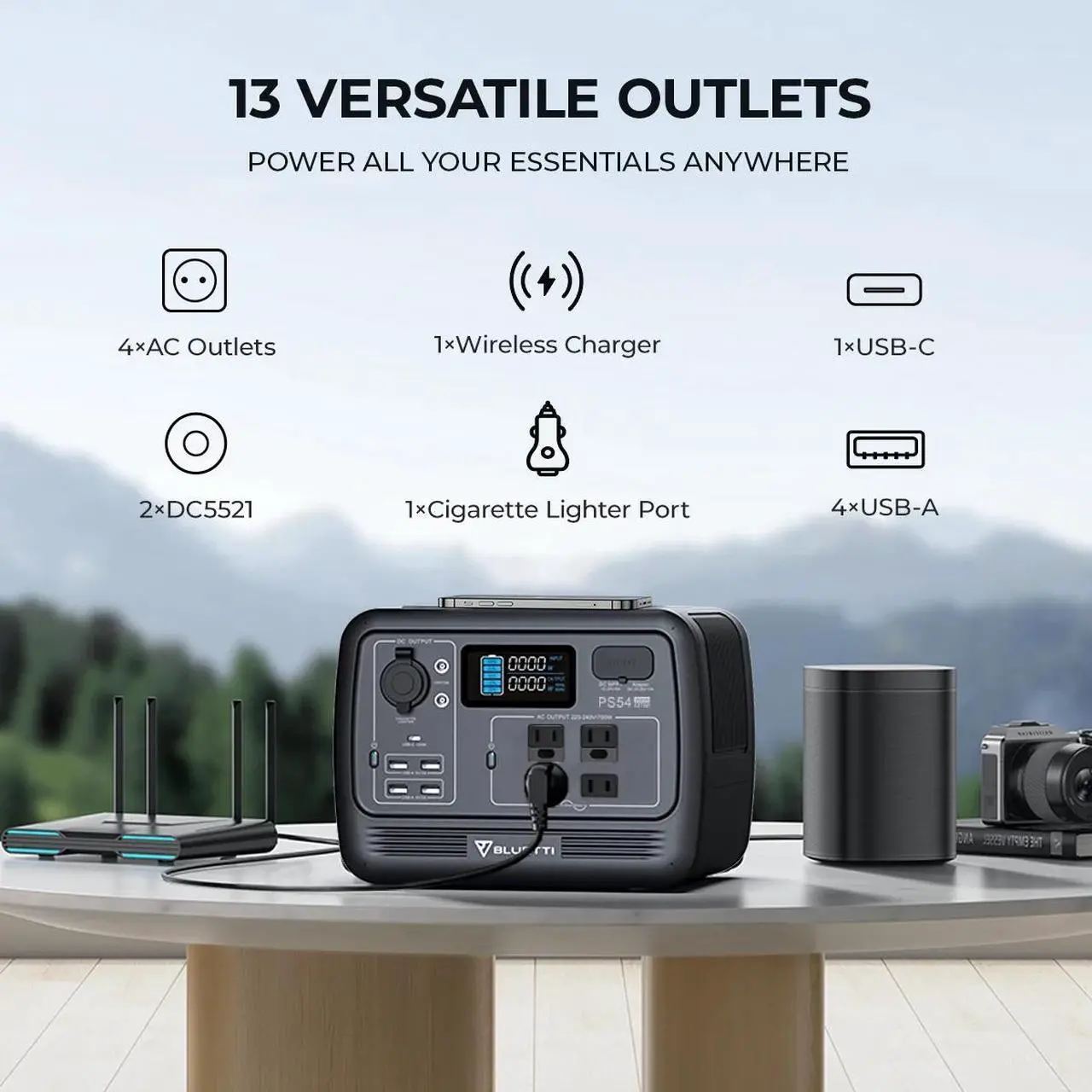 Alt view image 5 of 7 - BLUETTI PS54 700W 537Wh Portable Power Station Solar Generator Camping Fishing