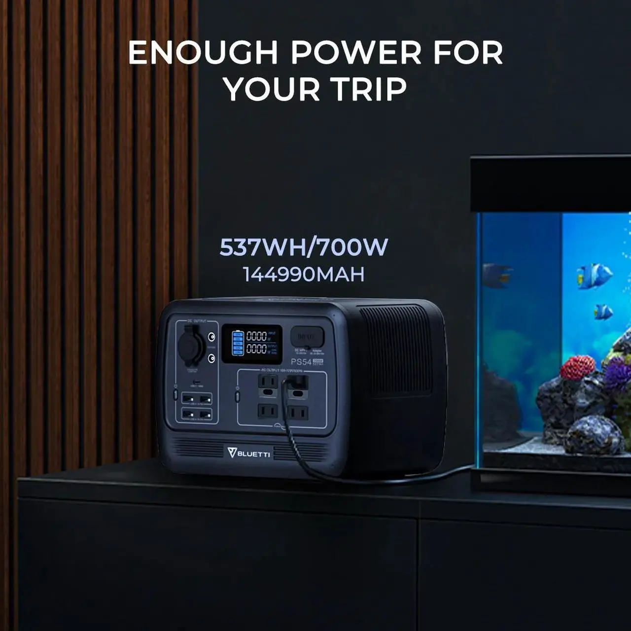 Alt view image 7 of 7 - BLUETTI PS54 700W 537Wh Portable Power Station Solar Generator Camping Fishing