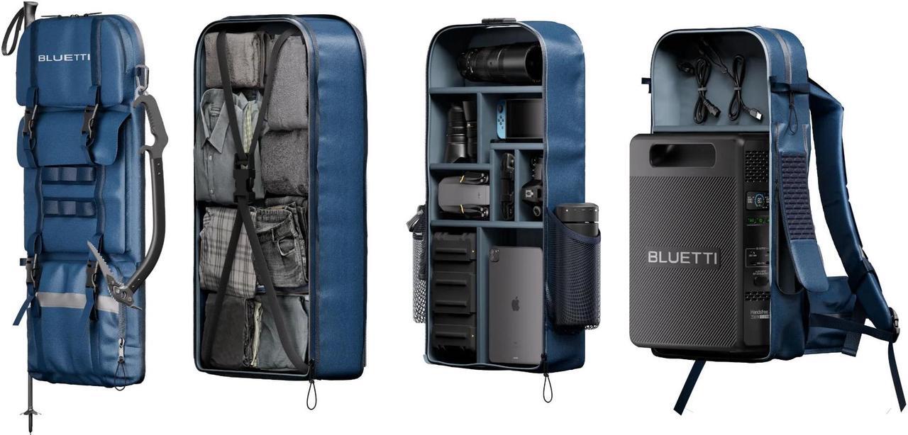 Alt view image 7 of 7 - BLUETTI Handsfree 1 Power Station Backpack,268.8Wh 300W LiFePO4 Solar Generator W/42L Backpack, Solar Compatible for Outdoor Adventures