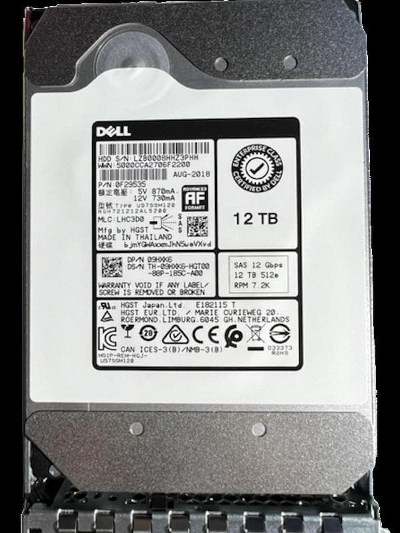 Dell 0F29535 12TB SAS Hard Disk Drives 12G 3.5", SAS 7200RPM