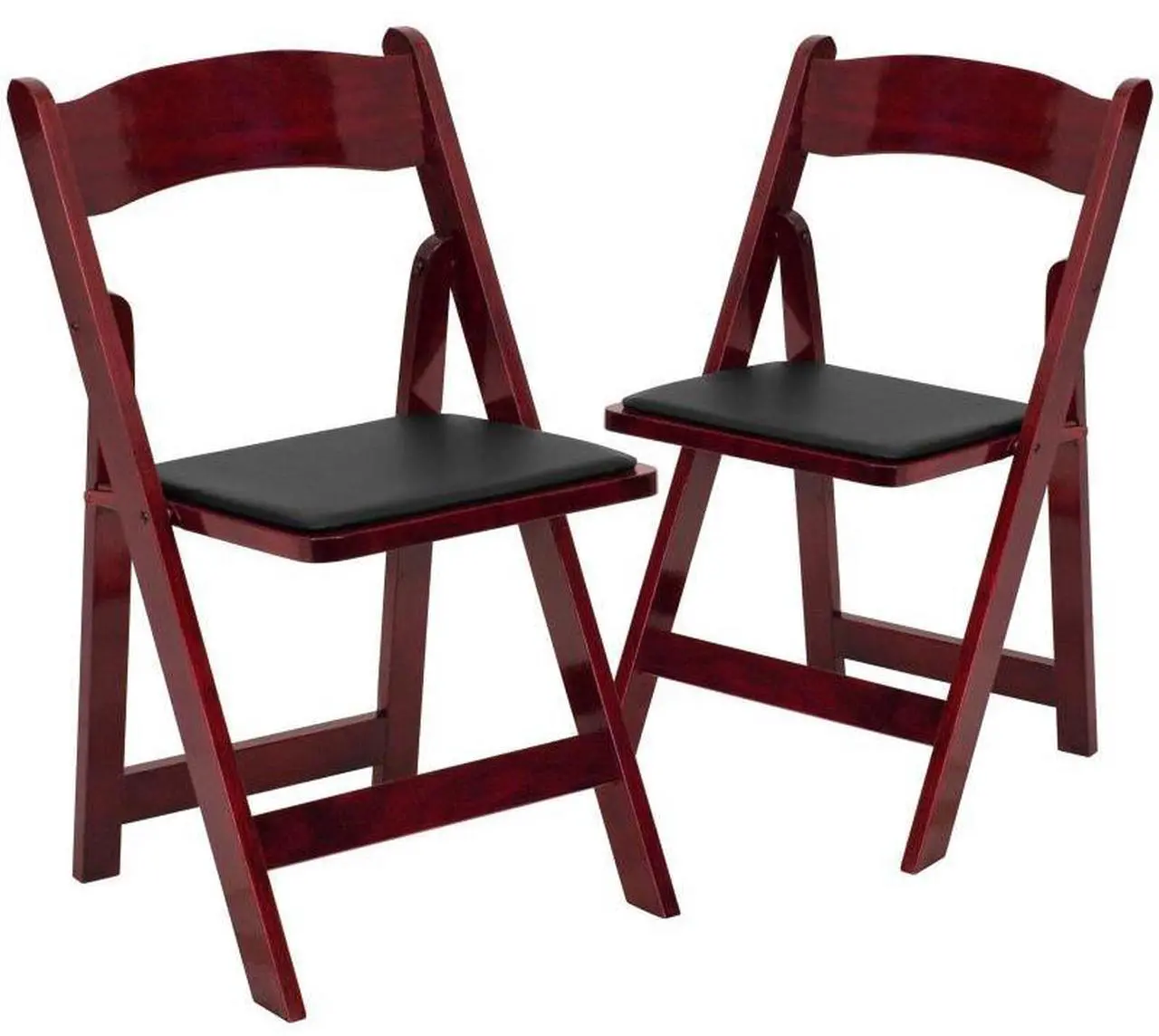 Alt view image 18 of 20 - 2 Pack HERCULES Series Mahogany Wood Folding Chair with Vinyl Padded Seat