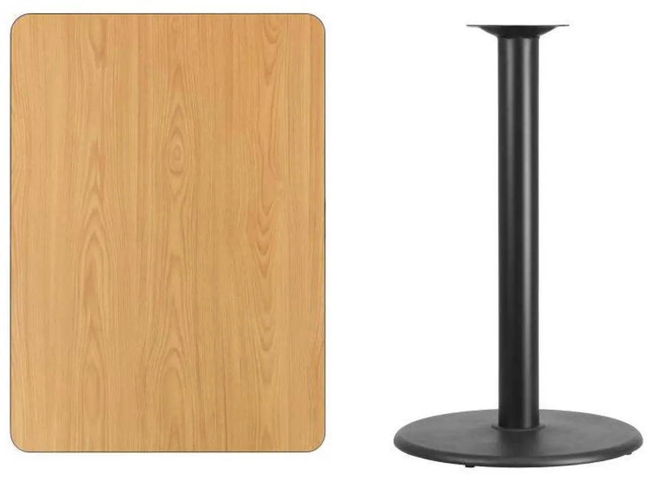 Alt view image 11 of 13 - 30'' x 42'' Rectangular Natural Laminate Table Top with 24'' Round Bar Height Table Base