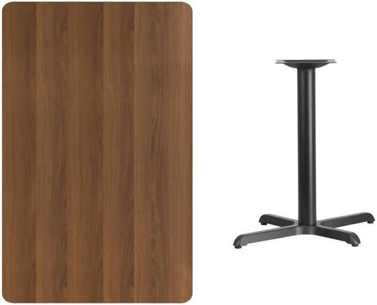Alt view image 10 of 12 - 30'' x 48'' Rectangular Walnut Laminate Table Top with 22'' x 30'' Table Height Base