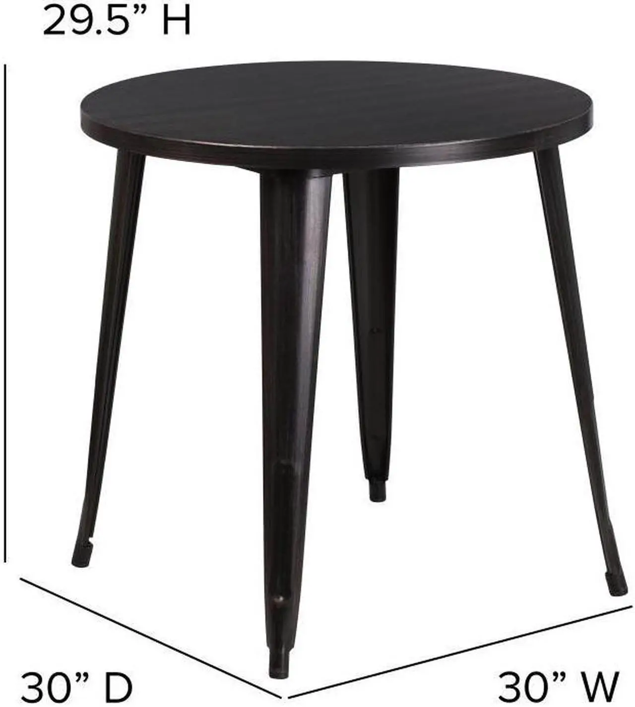 Alt view image 10 of 10 - Commercial Grade 30" Round Black-Antique Gold Metal Indoor-Outdoor Table