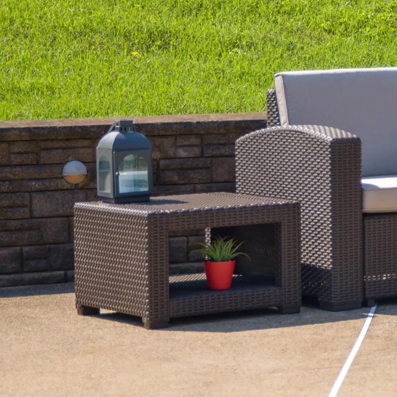 Alt view image 6 of 20 - Flash Furniture Seneca Faux Rattan End Table Chocolate Brown (DADSF1S)