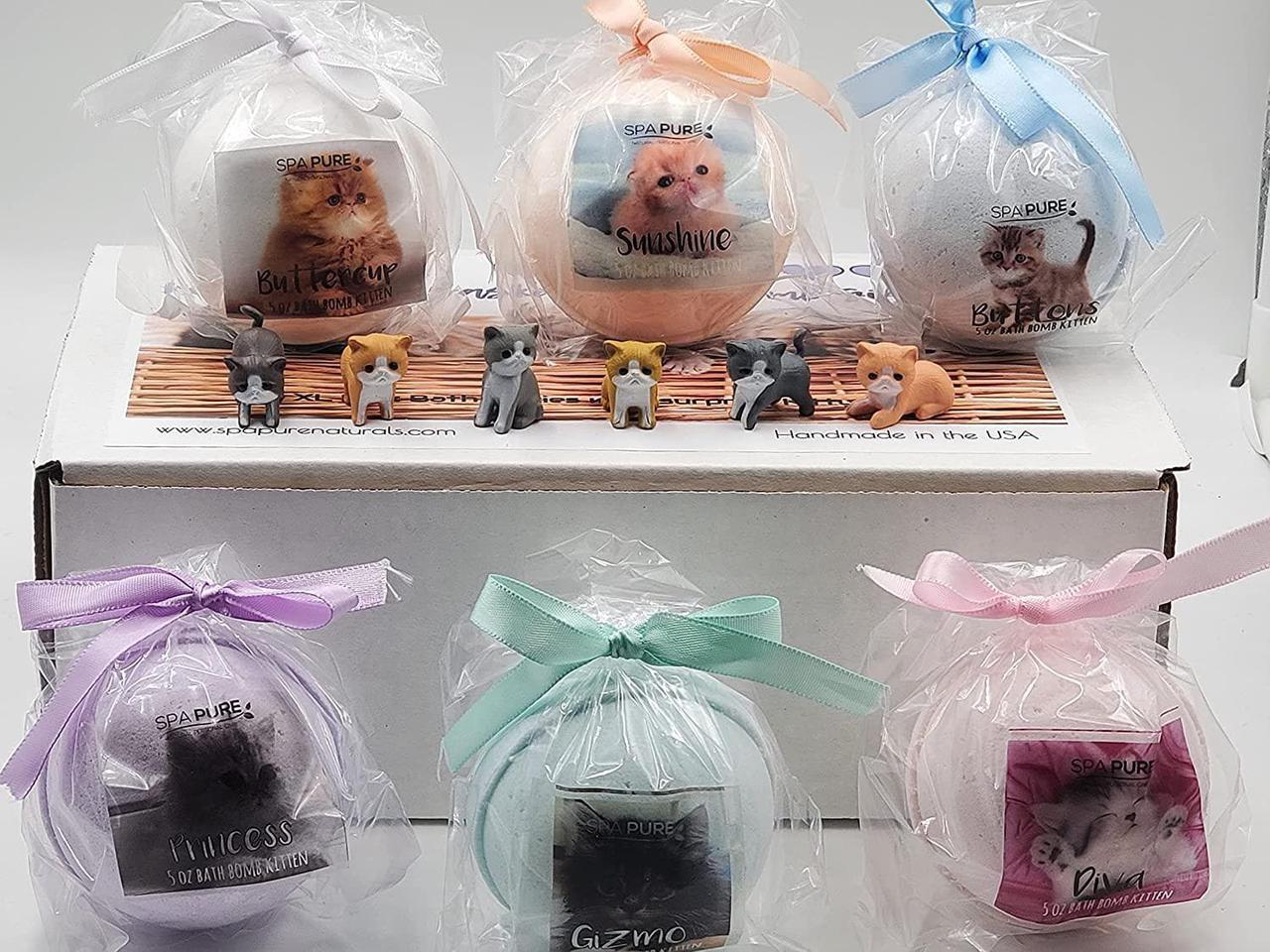 Main image of Spa Pure Kittens in Basket: 6 Adorable Kittens Hiding Inside Each Colorful Bath Bomb, XL 5 oz Each (6 Count) Pack of 1, Multicolor