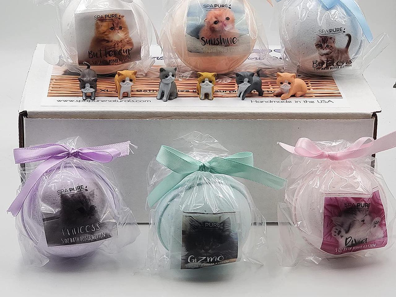 Alt view image 2 of 7 - Spa Pure Kittens in Basket: 6 Adorable Kittens Hiding Inside Each Colorful Bath Bomb, XL 5 oz Each (6 Count) Pack of 1, Multicolor