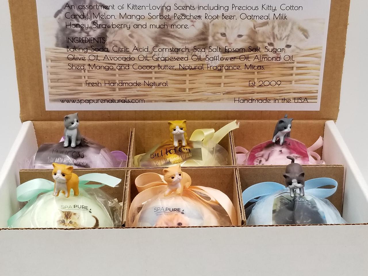 Alt view image 4 of 7 - Spa Pure Kittens in Basket: 6 Adorable Kittens Hiding Inside Each Colorful Bath Bomb, XL 5 oz Each (6 Count) Pack of 1, Multicolor