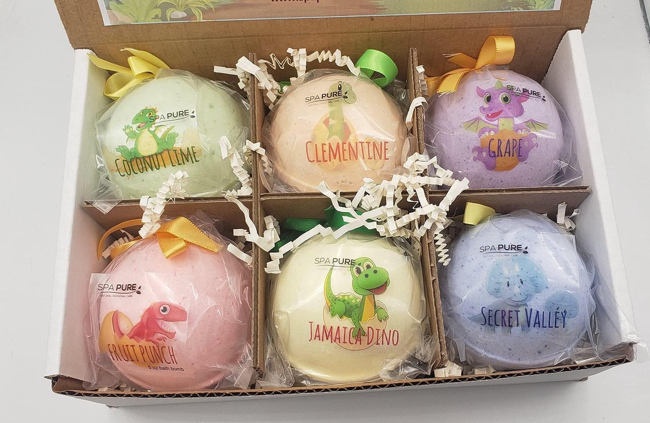 Alt view image 5 of 6 - DINOSAUR Jumbo Bath Bombs For Kids:  USA Made with Surprise Toys Inside (DINOSAUR) ROAR, Natural, Organic Gift Set For Girls/Boys (6-Pack Gift Set)
