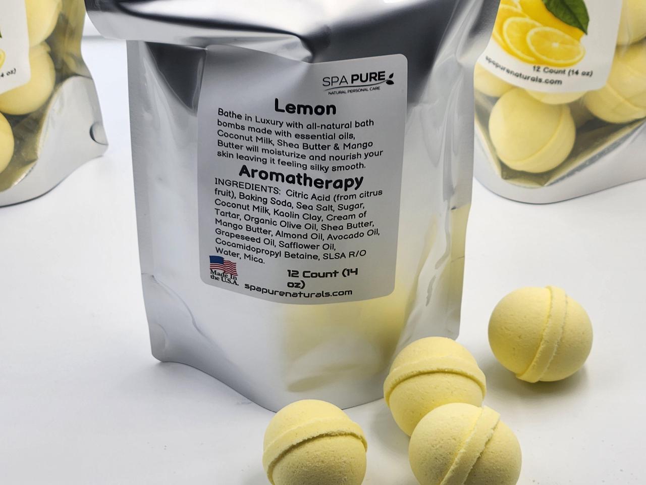 Alt view image 3 of 4 - Spa Pure Lemon - Essential Oil Bath Bombs Made in USA with Coconut Milk, Shea Butter for a Luxurious Spa Bath Time (12 Count) Pack of 1