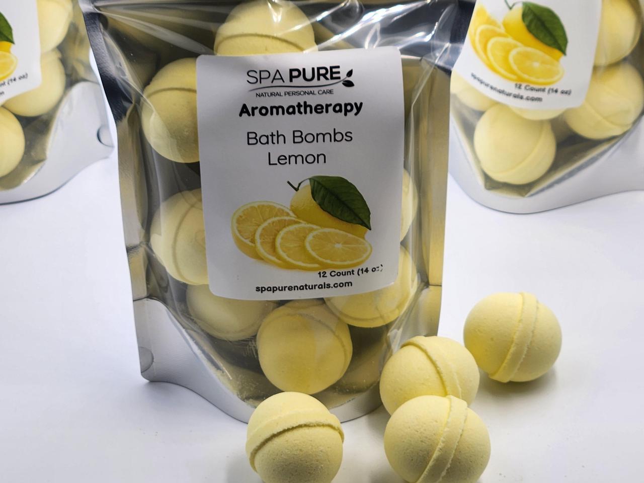 Alt view image 2 of 4 - Spa Pure Lemon - Essential Oil Bath Bombs Made in USA with Coconut Milk, Shea Butter for a Luxurious Spa Bath Time (12 Count) Pack of 1