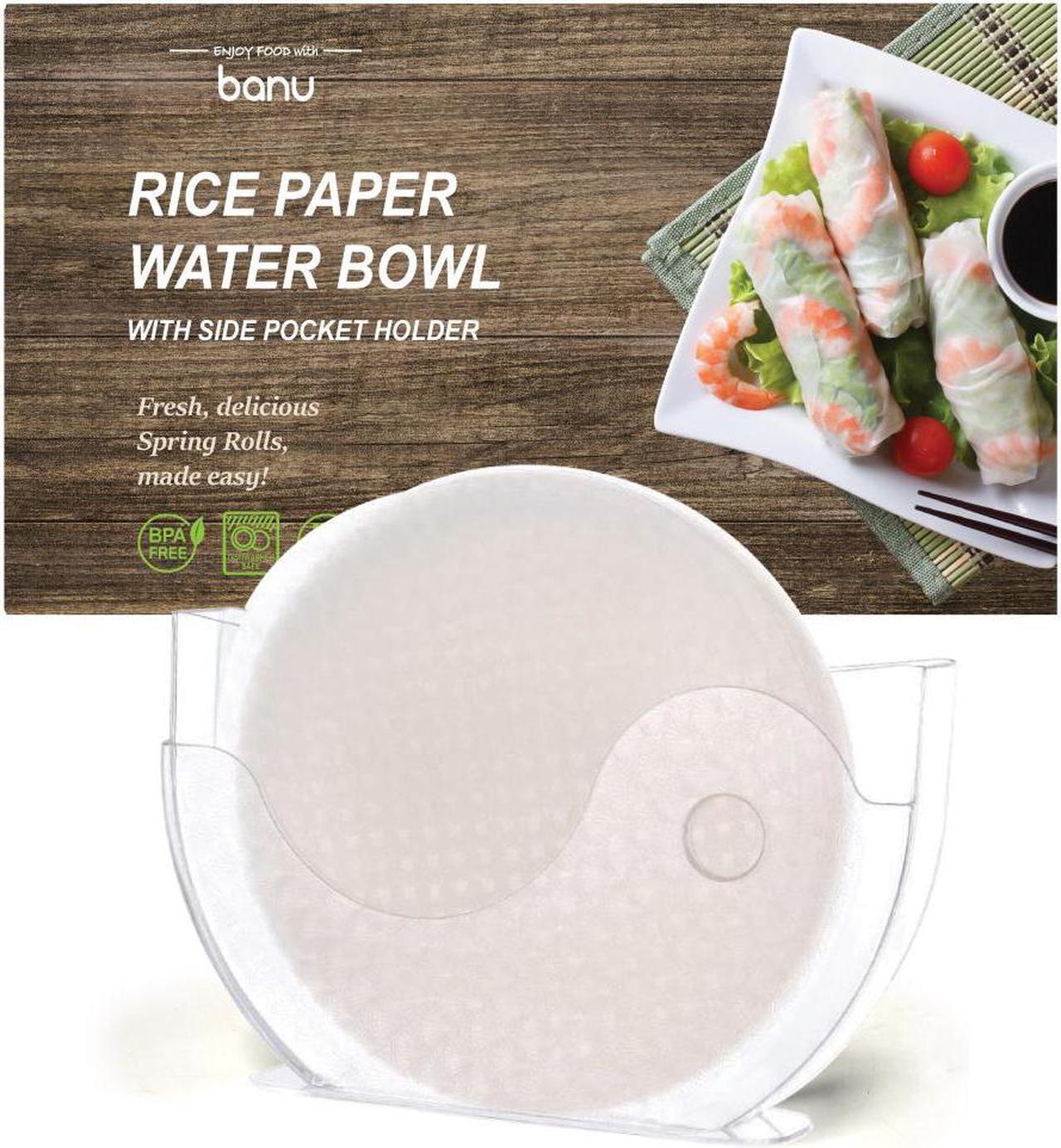 Alt view image 2 of 7 - BANU Rice Paper Water Bowl with Side Pocker Holder for Rice Paper Wrappers for Spring Rolls, Summer Rolls, Spring Roll Maker and Banh Trang