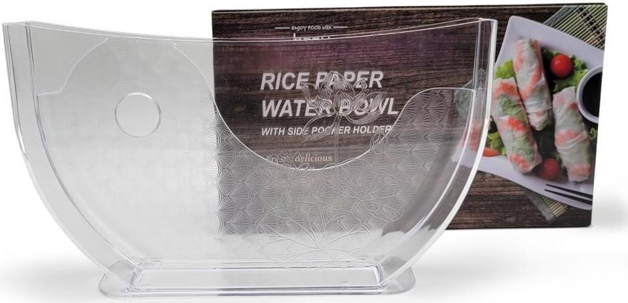 Alt view image 5 of 7 - BANU Rice Paper Water Bowl with Side Pocker Holder for Rice Paper Wrappers for Spring Rolls, Summer Rolls, Spring Roll Maker and Banh Trang