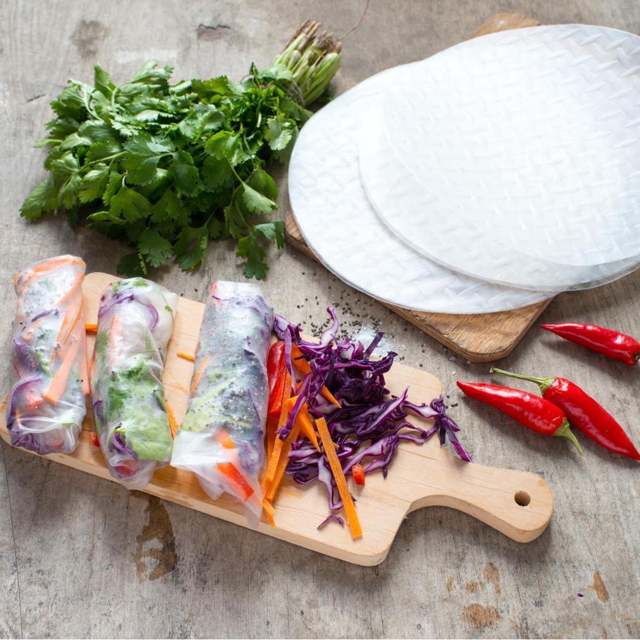 Alt view image 6 of 7 - BANU Rice Paper Water Bowl with Side Pocker Holder for Rice Paper Wrappers for Spring Rolls, Summer Rolls, Spring Roll Maker and Banh Trang