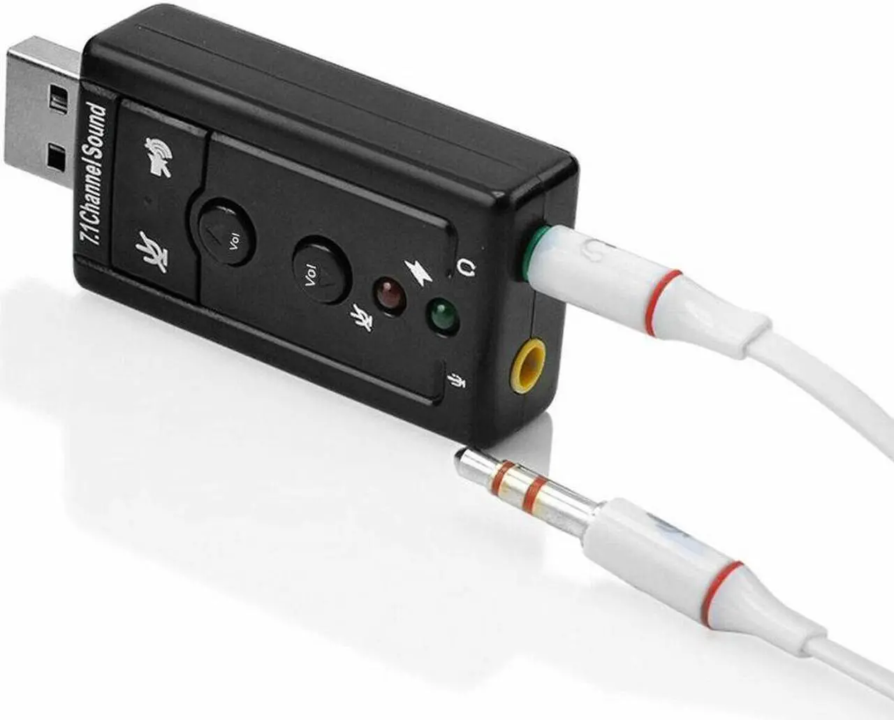Alt view image 3 of 6 - USB 2.0 External 7.1 Channel 3D Virtual Audio Sound Card Mic Adapter Laptop PC