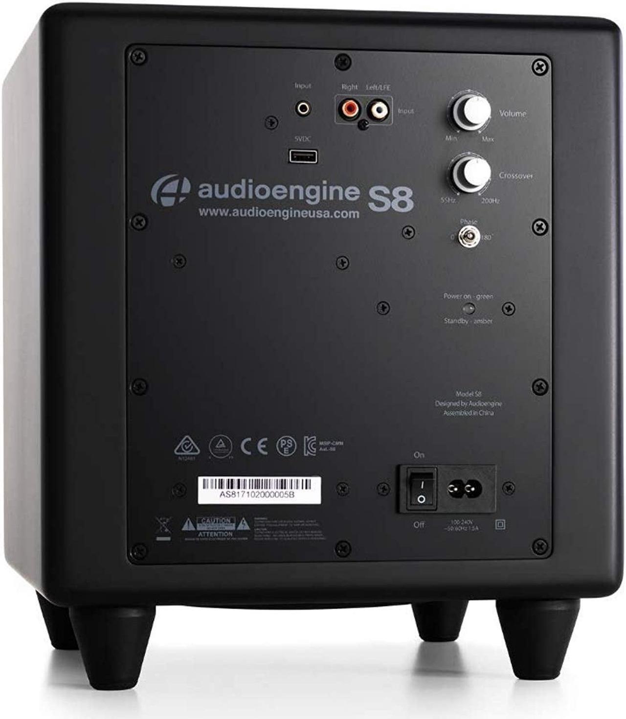 Alt view image 2 of 7 - Audioengine S8 250W Powered Subwoofer, Built-in Amplifier (Black)