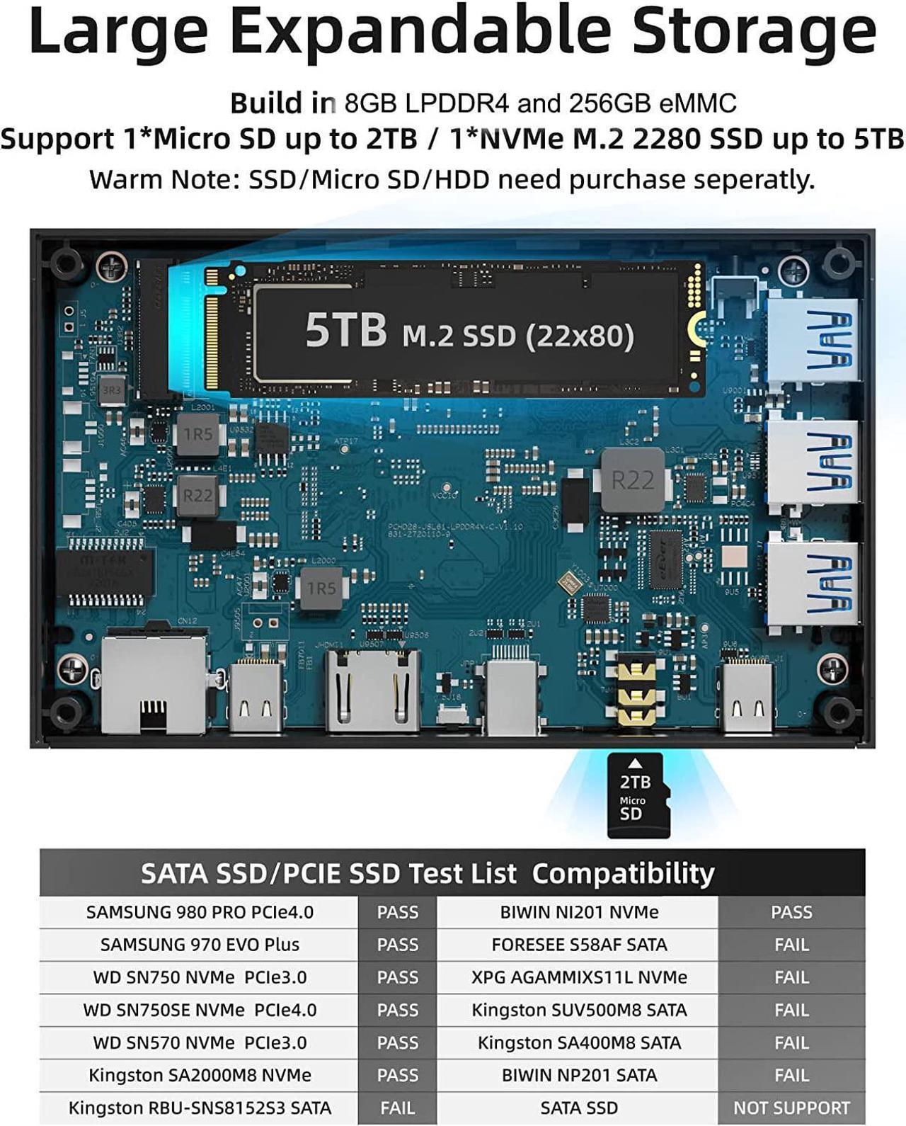Alt view image 6 of 7 - MeLE Quieter2Q Fanless Mini PC Computer Windows 11 Pro J4125 4GB 64GB Dual HDMI 4K Display Portable Desktop for Business Astrophotography Media Office Support M.2 NVMe SATA 2280 SSD Win10 Linux