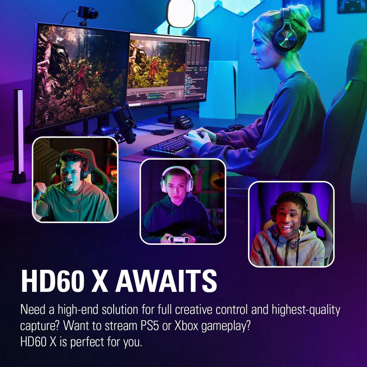 Alt view image 3 of 7 - Elgato HD60 X External Capture Card - Stream and record in 1080p60 HDR10 or 4K30 HDR10 with ultra-low latency on PS5, PS4/Pro, Xbox Series X/S, Xbox One X/S, in OBS and more, works with PC and Mac