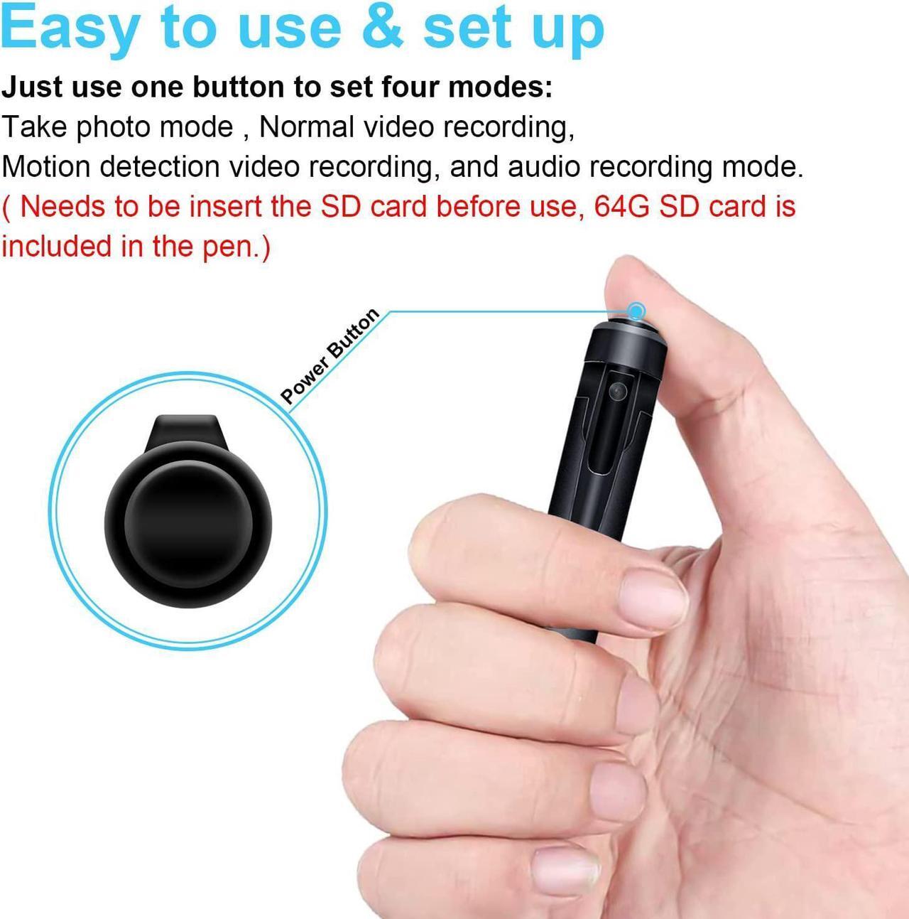 Alt view image 3 of 7 - 64GB Spy Camera Pen, Hidden Camera Full HD 1080P Mini Spy Pen Camera Camcorder with Photo Taking,Nanny Cam Hidden Camera, Small Hidden Camera with Motion Detection for Business Meeting [2022 Version]