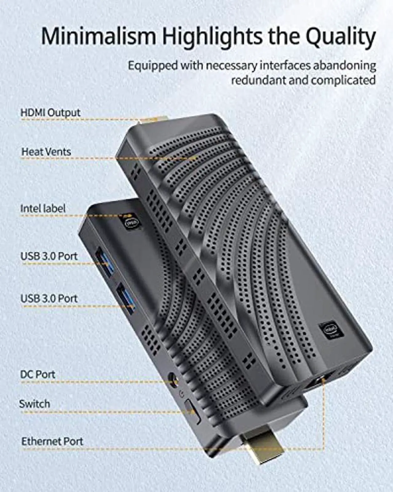 Alt view image 4 of 5 - Mini PC Stick Intel Celeron N4000 (Up to 2.6GHz) Windows 10 Pro Mini Computer Stick 4GB DDR4 64GB eMMC Micro Desktop Small Form Factor PC Supports 4K HDMI, 2.4G/5G WiFi, Bluetooth 4.2, Auto Power On