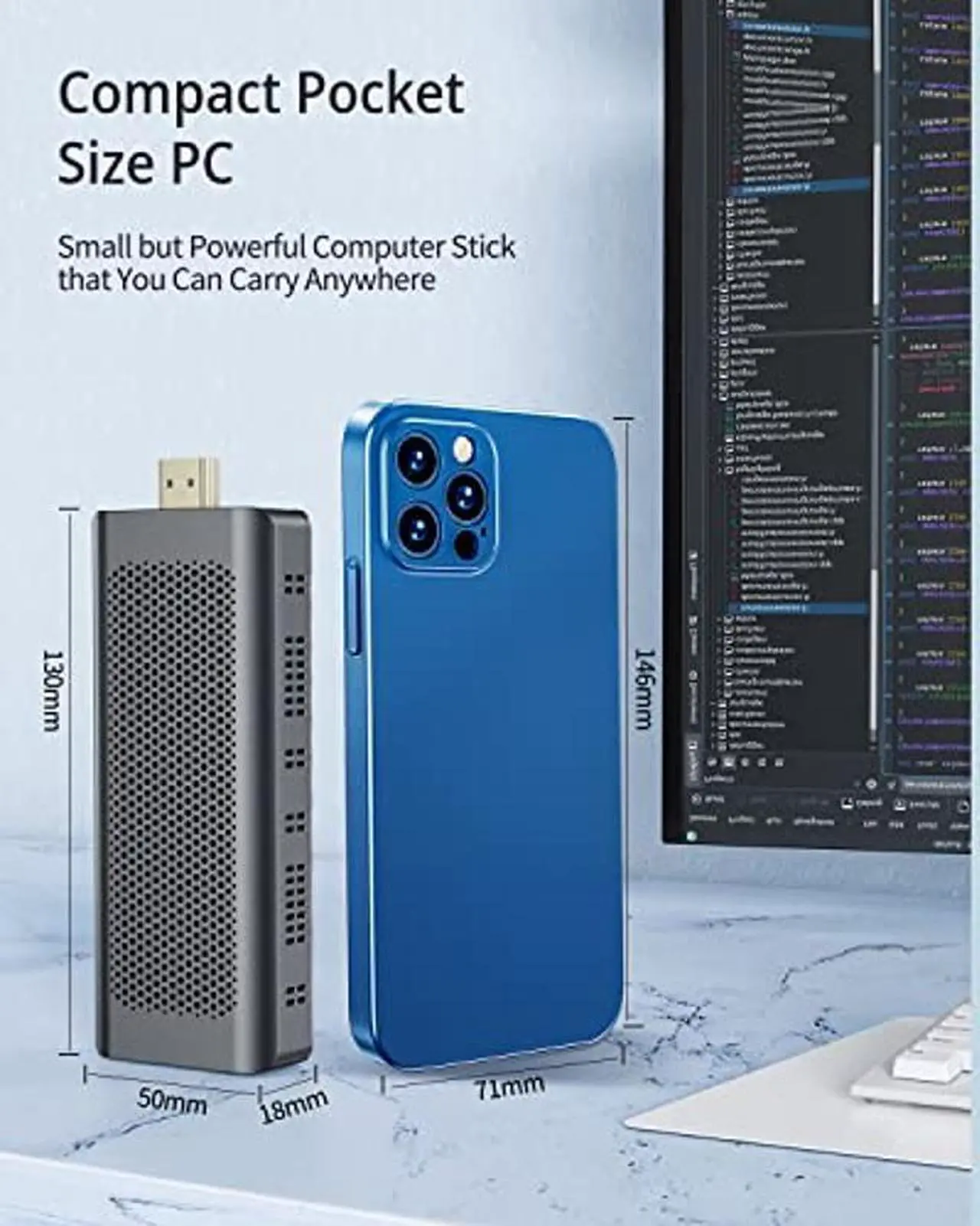 Alt view image 3 of 5 - Mini PC Stick Intel Celeron N4000 (Up to 2.6GHz) Windows 10 Pro Mini Computer Stick 4GB DDR4 64GB eMMC Micro Desktop Small Form Factor PC Supports 4K HDMI, 2.4G/5G WiFi, Bluetooth 4.2, Auto Power On