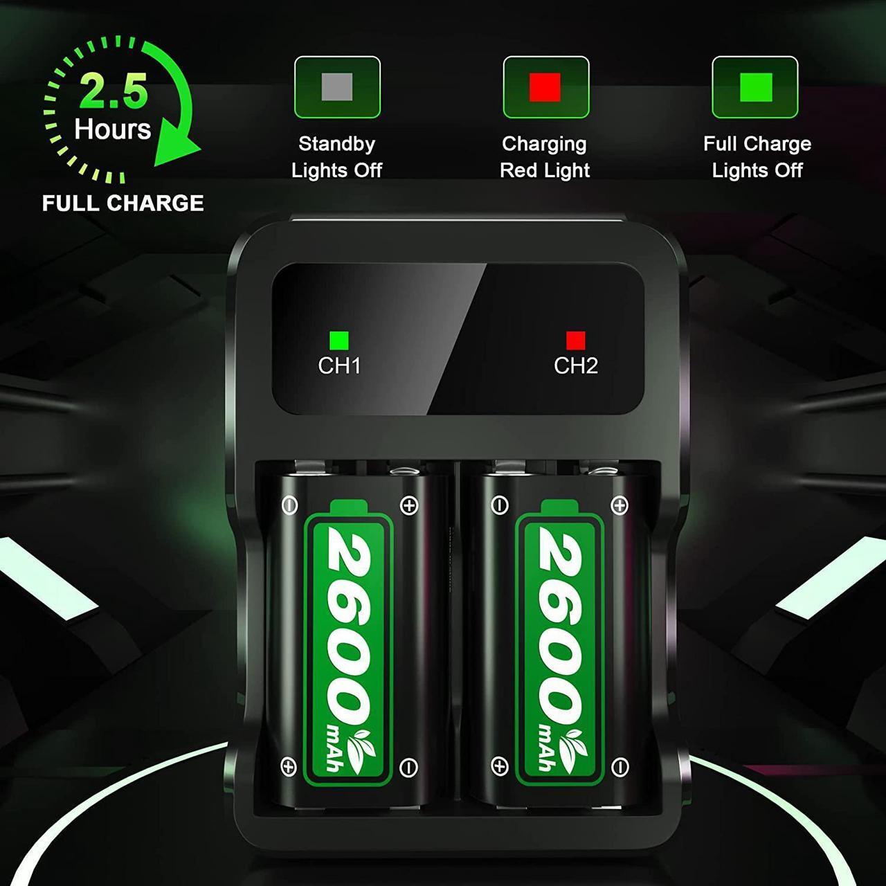 Alt view image 3 of 7 - Rechargeable Battery Packs for Xbox Series X|S/Xbox One, Ponkor 4x2600mAh Batteries with High-Speed Charging Station for Xbox One S/Xbox One X/Xbox One Elite Wireless Controller