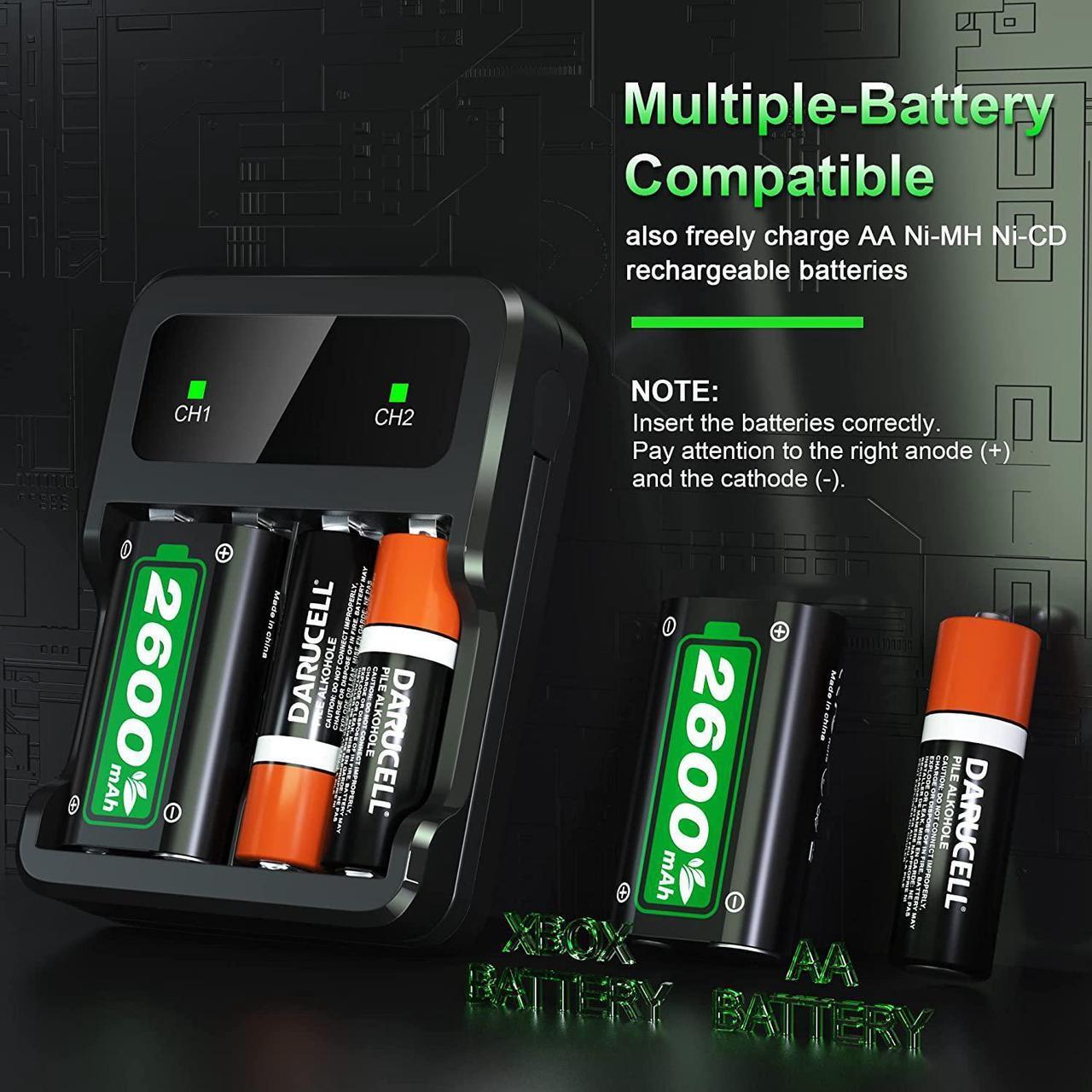Alt view image 5 of 7 - Rechargeable Battery Packs for Xbox Series X|S/Xbox One, Ponkor 4x2600mAh Batteries with High-Speed Charging Station for Xbox One S/Xbox One X/Xbox One Elite Wireless Controller