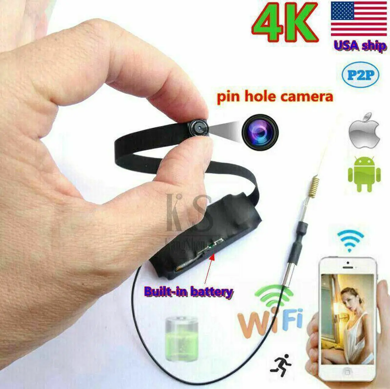 Alt view image 2 of 4 - HD Mini Spy Hidden WIFI Wireless Camera 4K Security Nanny DVR Motion Detection A