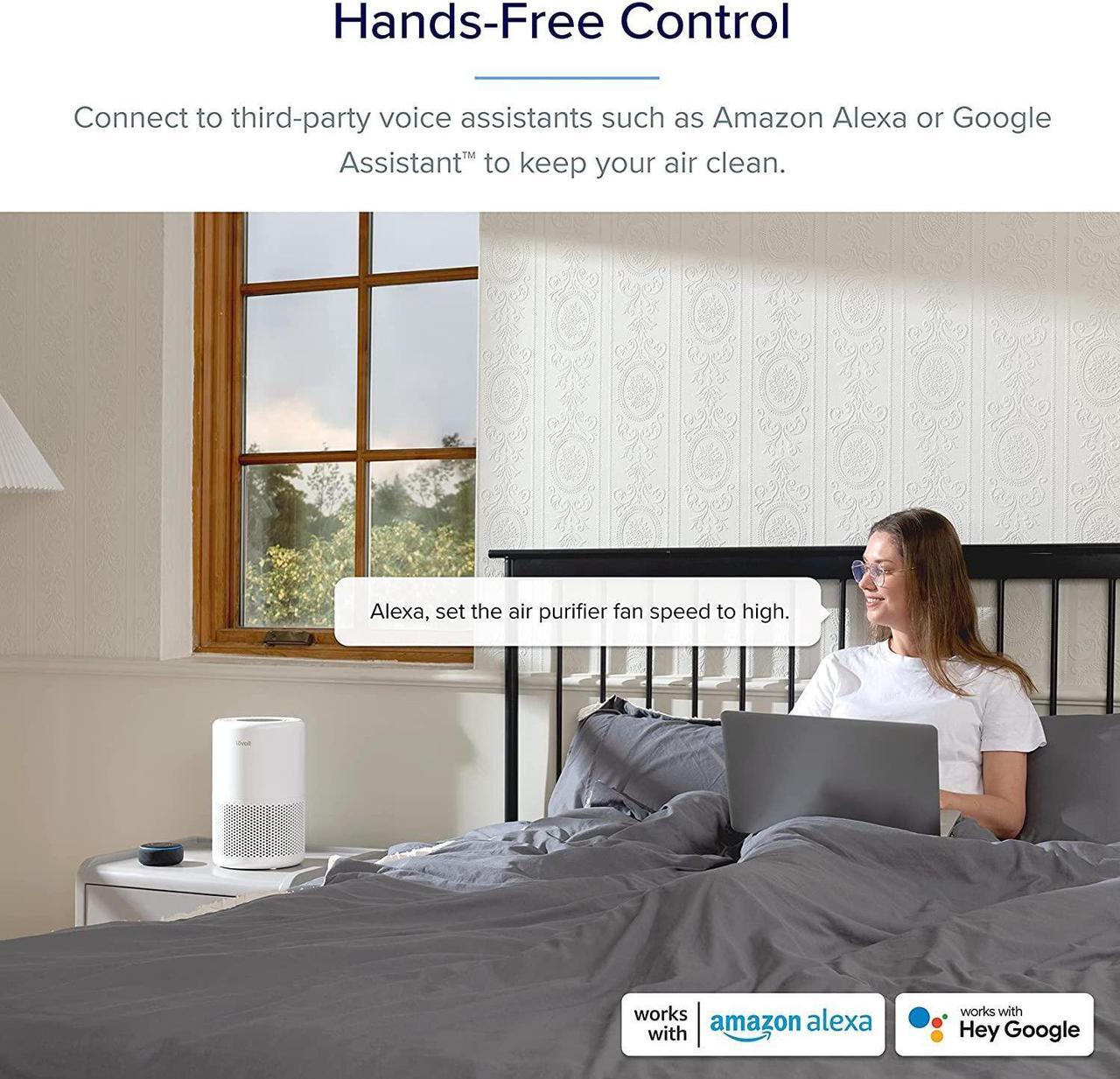 Alt view image 4 of 7 - Air Purifiers for Home Large Room, Smart WiFi Alexa Control, H13 True HEPA Filter for Allergies, Pets, Somke, Dust, Pollen, Ozone Free, 24dB Quiet Cleaner for Bedroom, Core 200S, White