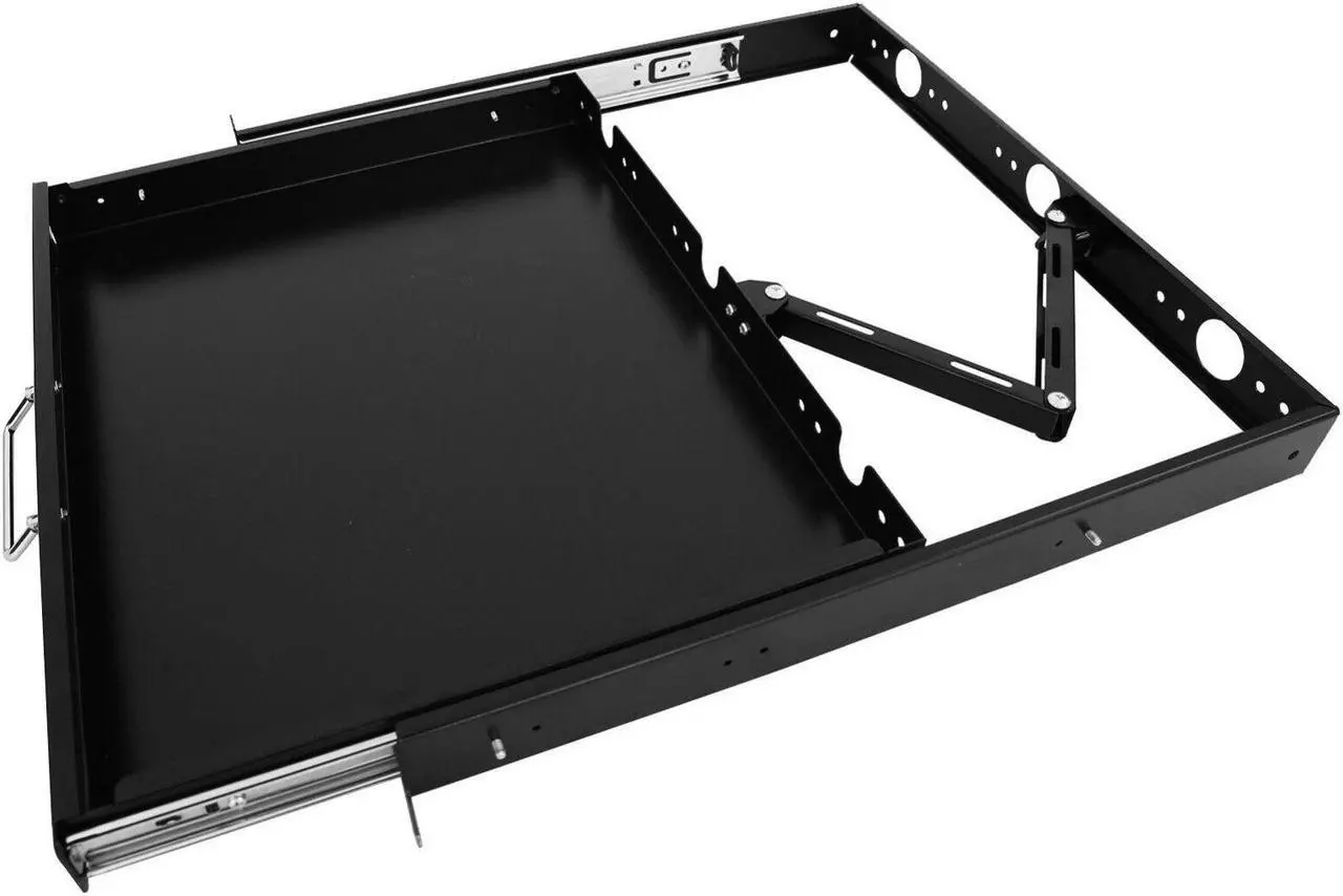 Alt view image 2 of 6 - 1U Rack Mount Sliding Keyboard Drawer 19" Keyboard Tray