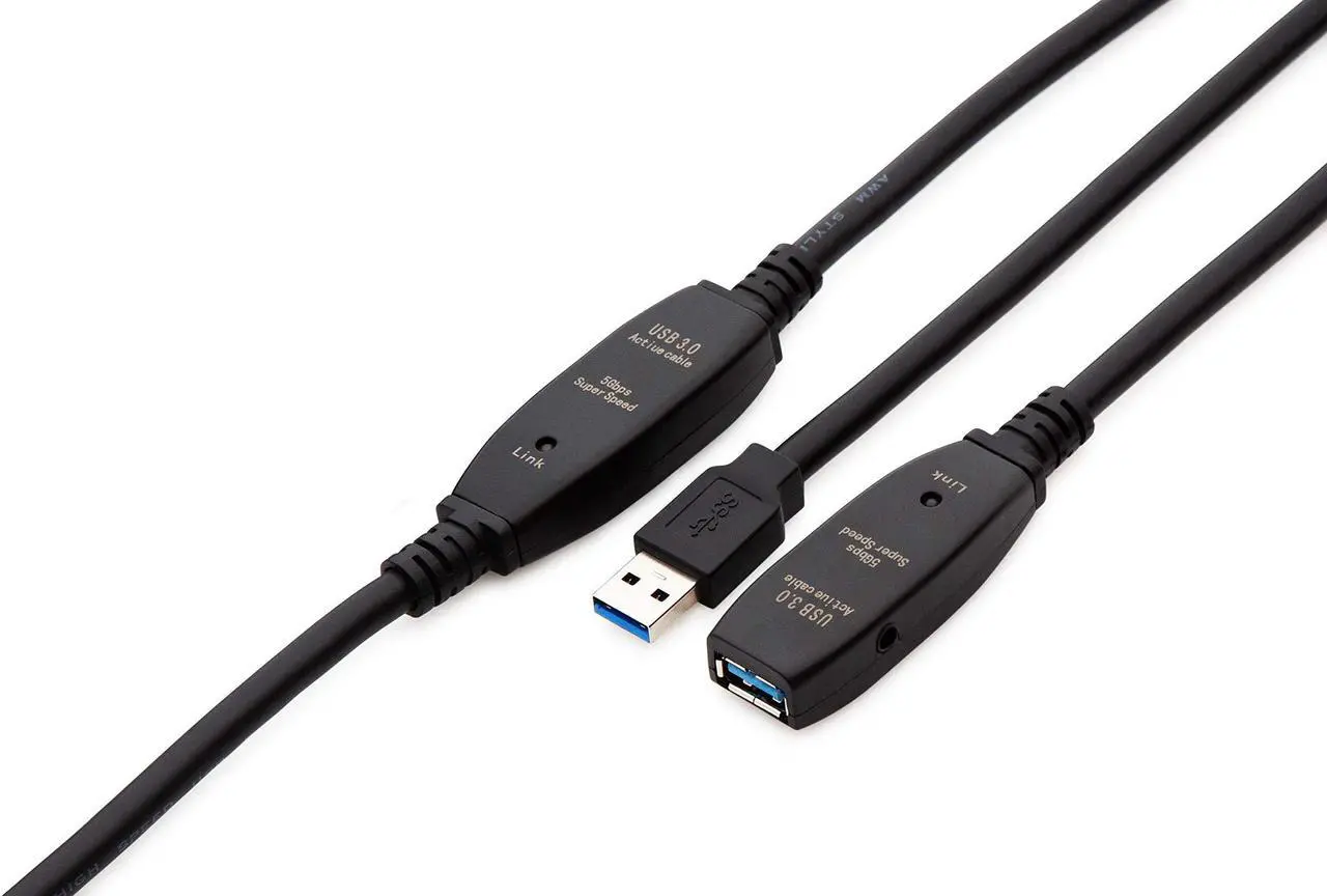 Alt view image 3 of 7 - 50 Feet Active USB Extension Cable 3.0 Male to Female with 2 Extension chipsets Signal Booster - Active Extension/Repeater Cord 15 Meters / 50 Feet (AC Power Supply Included)