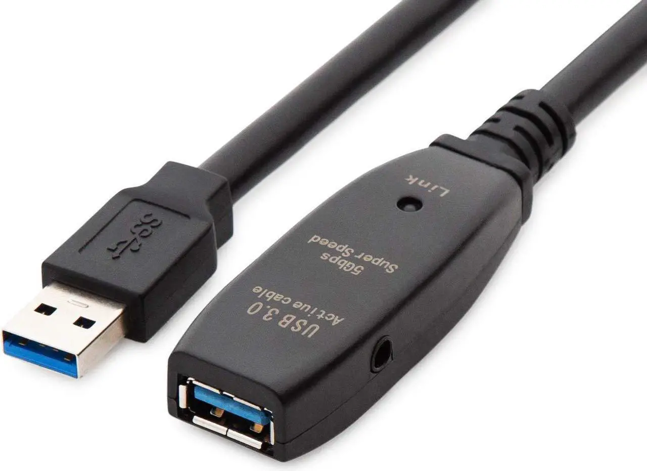 Alt view image 4 of 7 - 50 Feet Active USB Extension Cable 3.0 Male to Female with 2 Extension chipsets Signal Booster - Active Extension/Repeater Cord 15 Meters / 50 Feet (AC Power Supply Included)