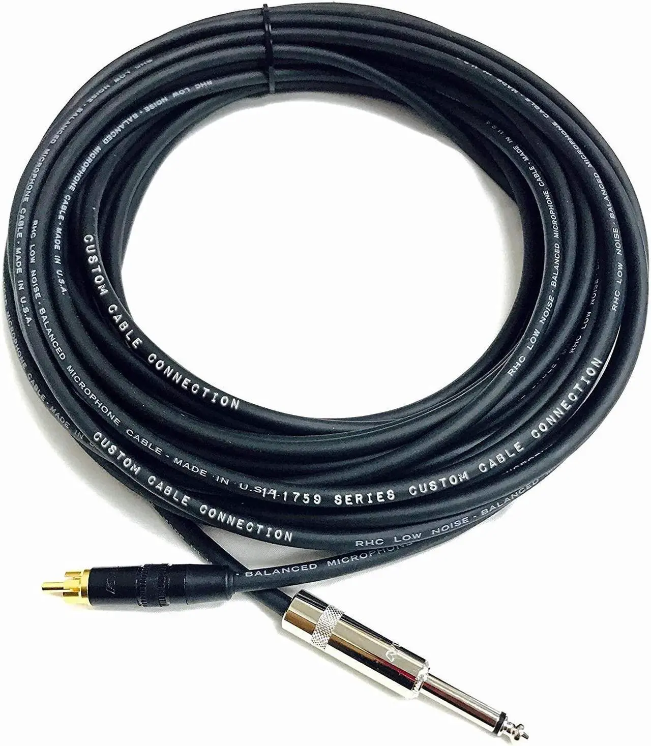 Alt view image 4 of 4 - 150 Foot Pro Audio 1/4 inch (6.35mm) TS to RCA Mono Cable by Custom Cable Connection