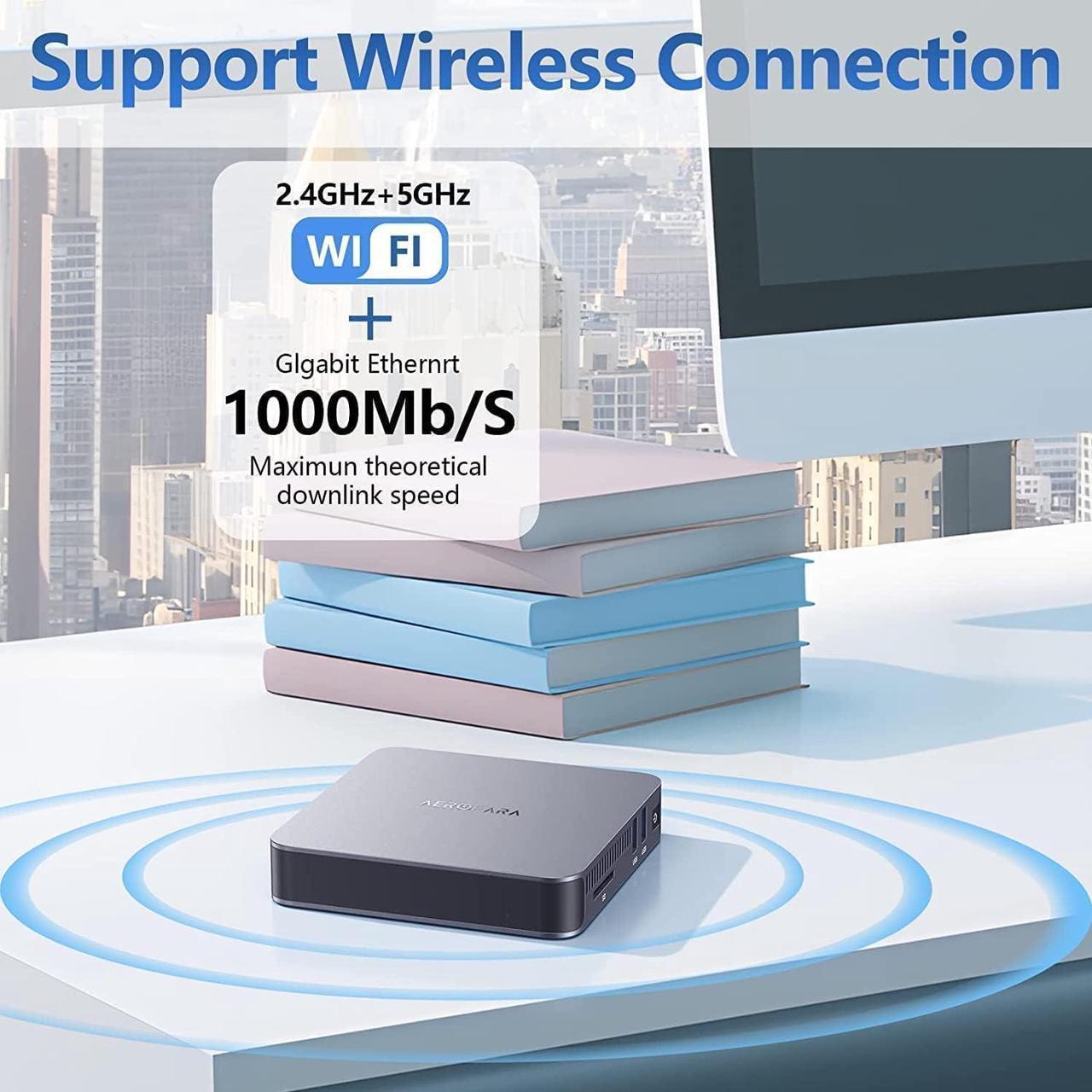 Alt view image 4 of 7 - Mini PC Aero 2 Pro Desktop Computers with Intel 11th Celeron N5105 Processor 8GB RAM 256GB SSD,4K UHD Graphics,USB3.0, HDMI Support W11 Pro