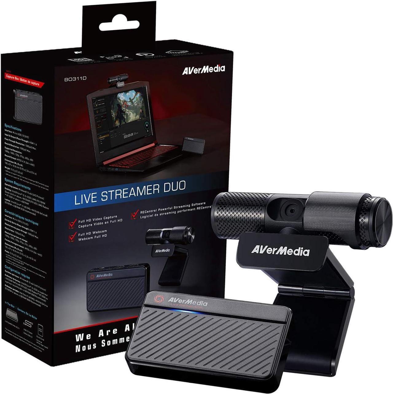 Main image of Live Streamer Duo Webcam Gaming Capture Card Bundle, Plug and Play, Records in 1080p30, Podcasting, Livestreaming Built in Microphones(BO311D)