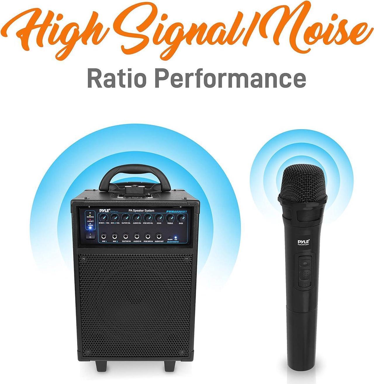 Alt view image 3 of 5 - Wireless 600W Portable PA Speaker System - Bluetooth Compatible, Rechargeable Battery Powered Outdoor Stereo Speaker Microphone Set with 30-Pin iPod Dock, Wheels, and 1/4" to AUX RCA Cable